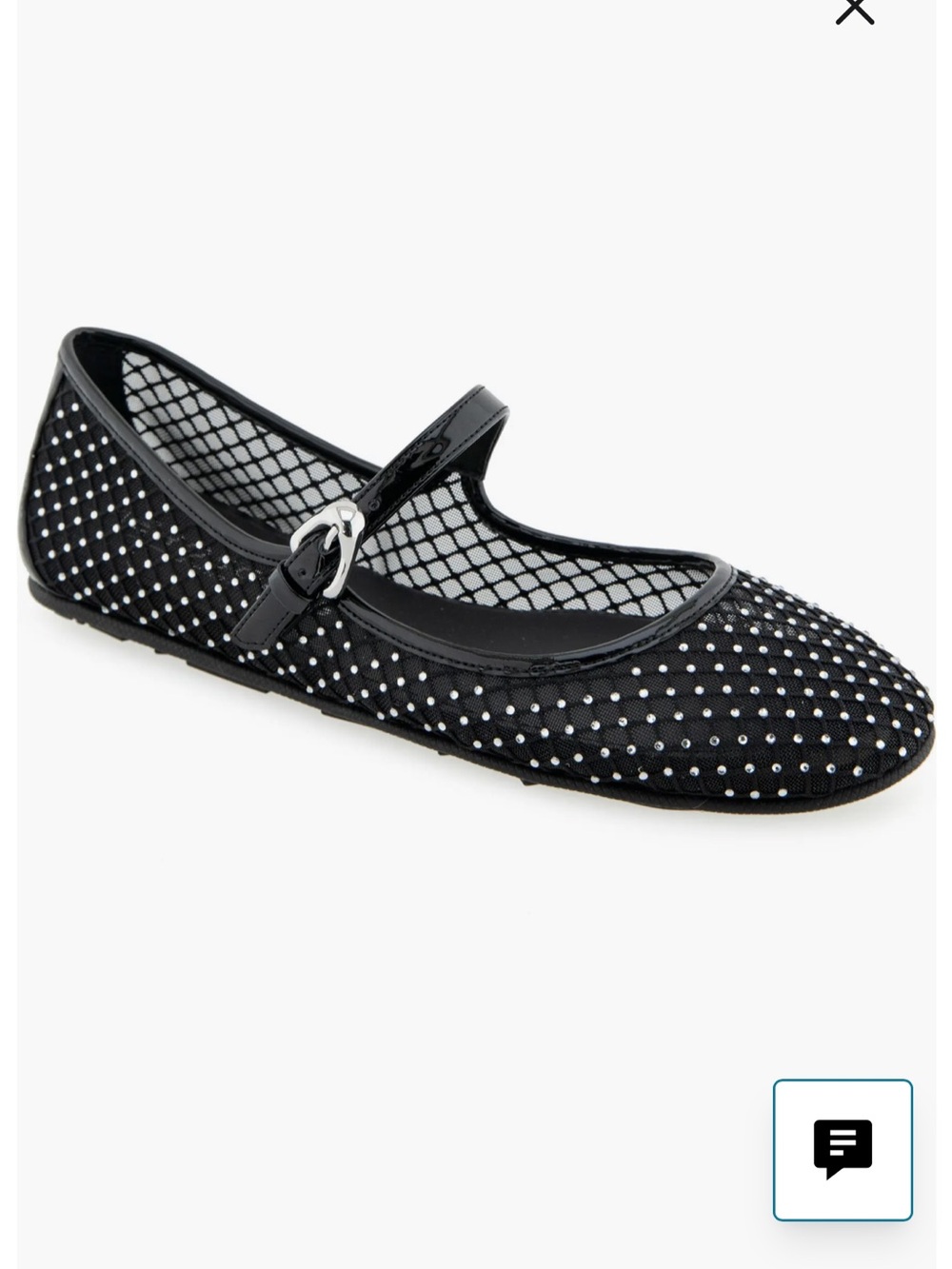 Aerosoles Peggy Crystal NWT Black Mary Jane Mesh Ballet Flat Stud Detail baller